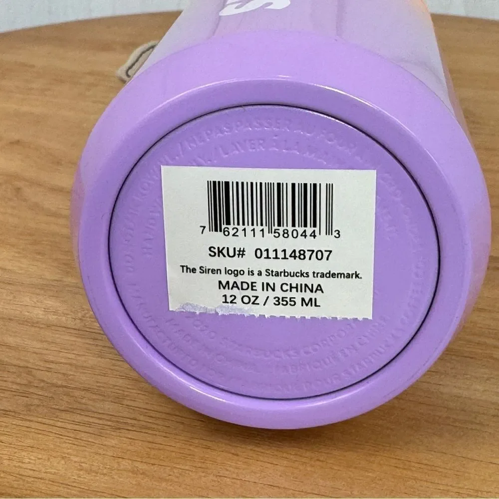 Starbucks Ombre Spring Metal Tumbler Cup With Lid‎ Bunny Hang Tag Orange Purple